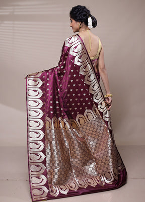 Purple Banarasi Silk Saree With Blouse Piece