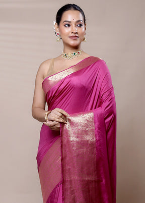 Pink Dupion Silk Saree With Blouse Piece