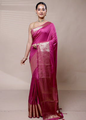 Pink Dupion Silk Saree With Blouse Piece