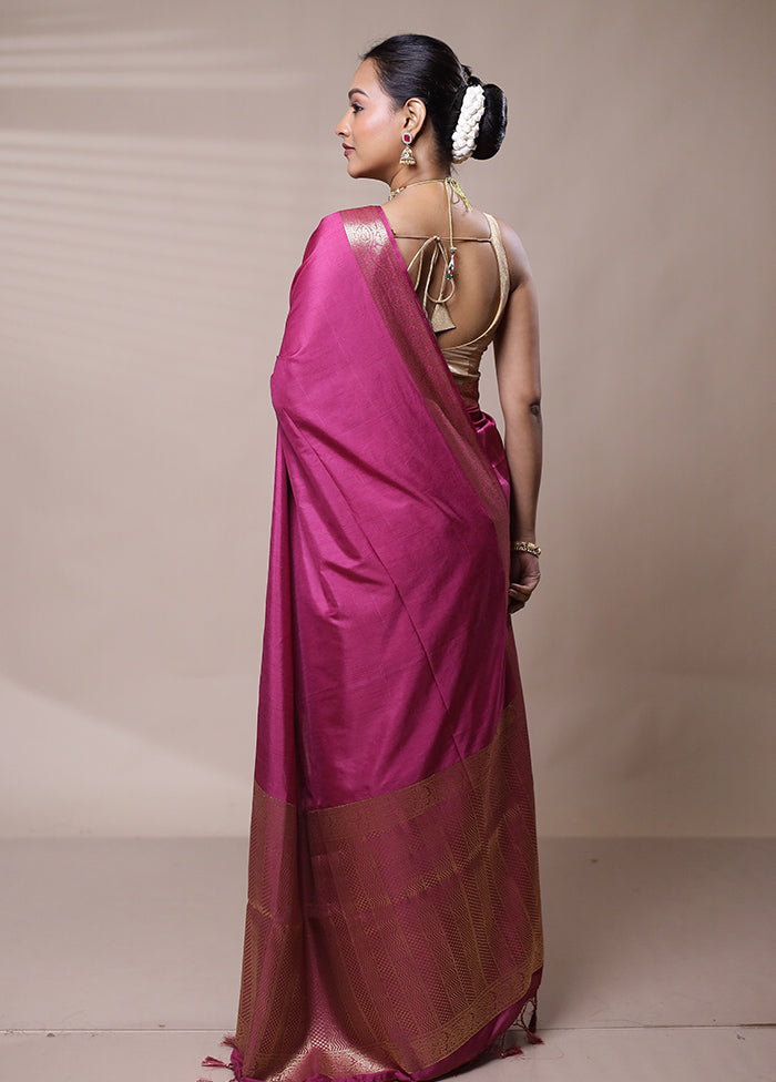 Pink Dupion Silk Saree With Blouse Piece