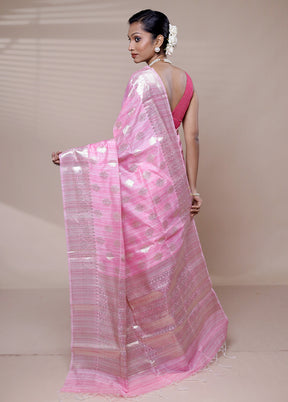 Pink Kora Silk Saree With Blouse Piece