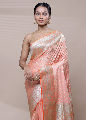 Pink Banarasi Silk Saree With Blouse Piece