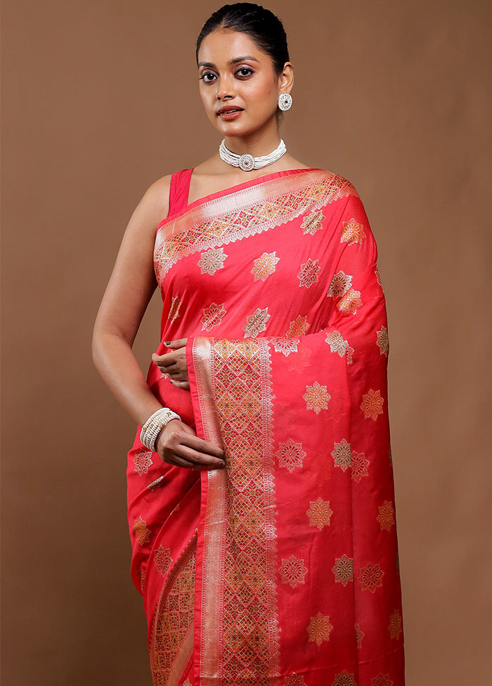 Pink Dupion Silk Saree With Blouse Piece