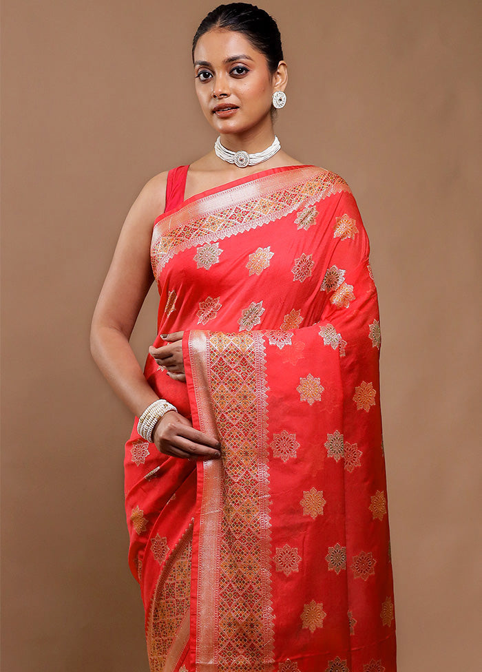 Pink Dupion Silk Saree With Blouse Piece