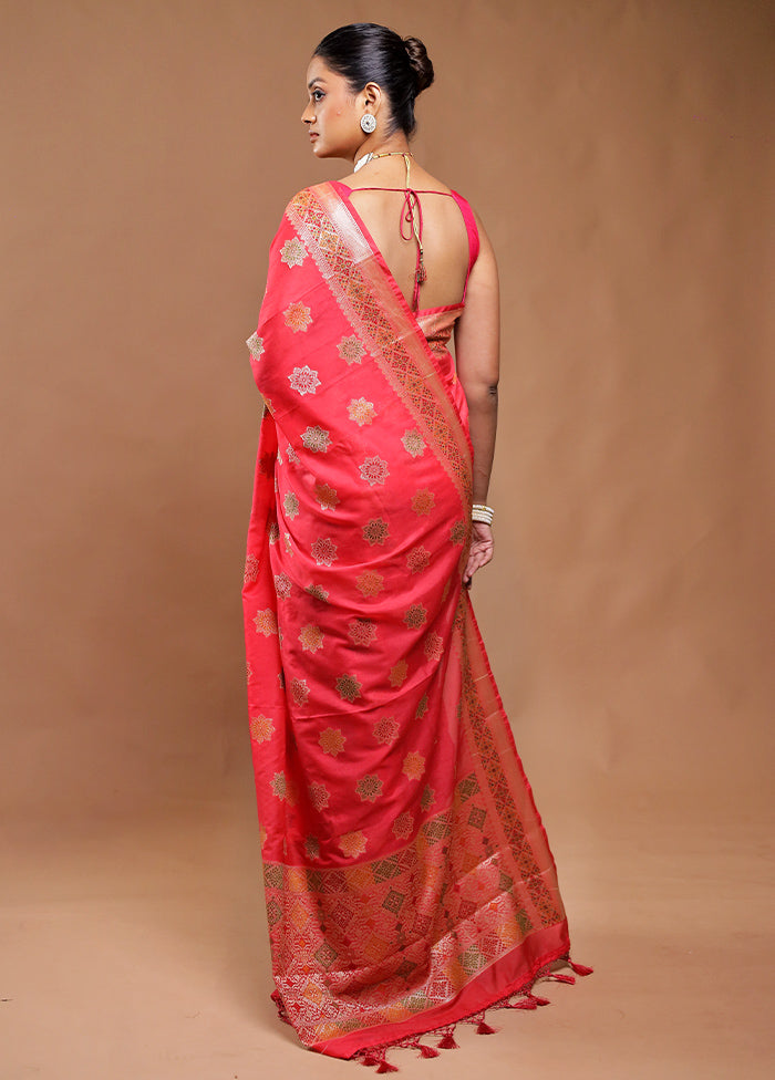 Pink Dupion Silk Saree With Blouse Piece