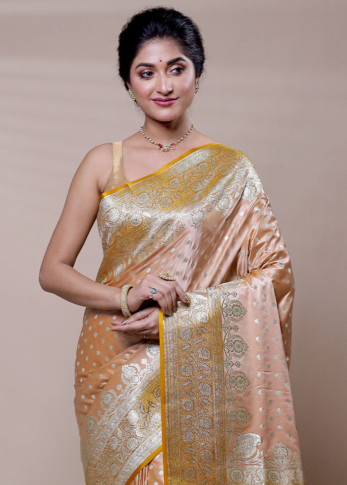 Yellow Banarasi Silk Saree With Blouse Piece