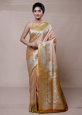 Yellow Banarasi Silk Saree With Blouse Piece