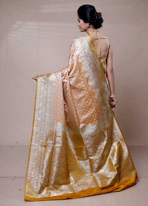 Yellow Banarasi Silk Saree With Blouse Piece