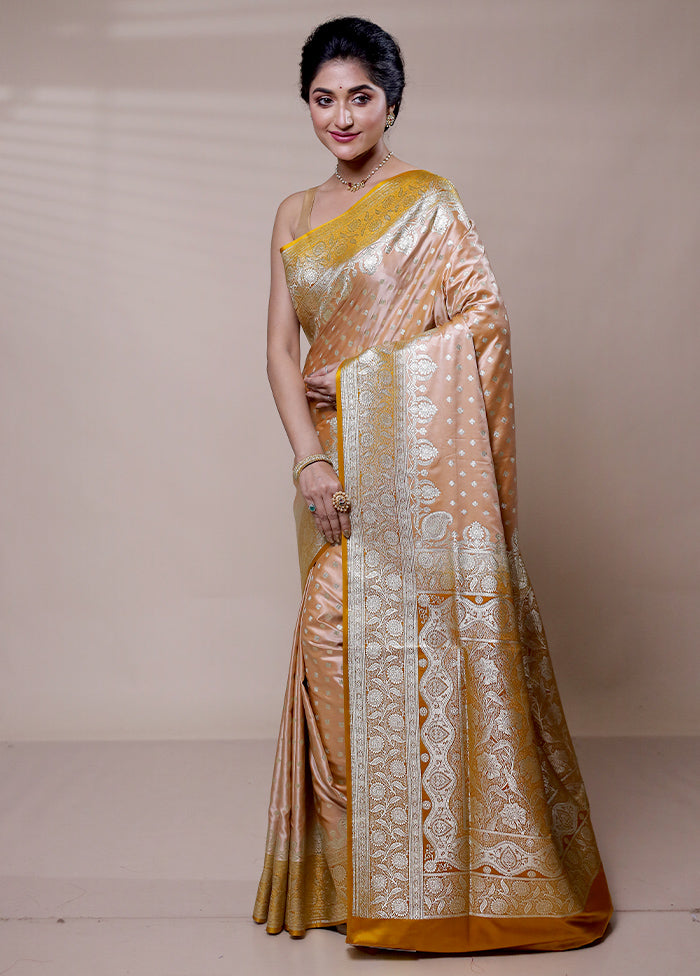 Yellow Banarasi Silk Saree With Blouse Piece