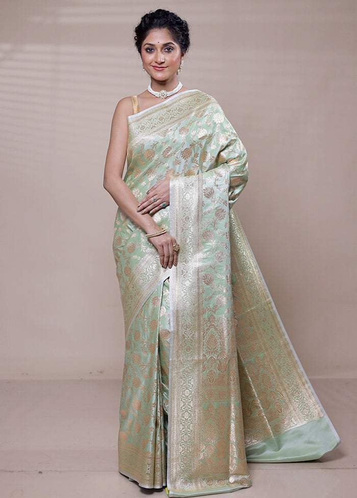 Cream Banarasi Silk Saree With Blouse Piece