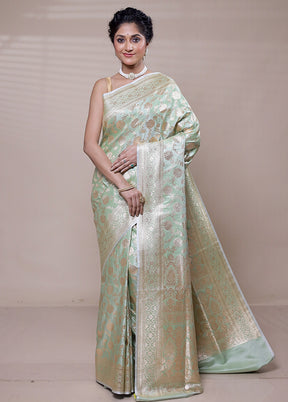 Cream Banarasi Silk Saree With Blouse Piece