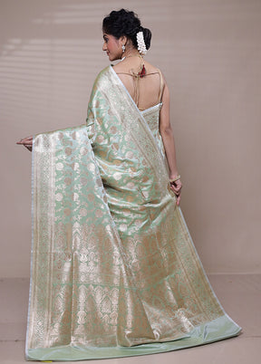 Cream Banarasi Silk Saree With Blouse Piece