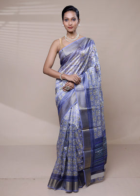 Purple Printed Silk Saree Without Blouse Piece