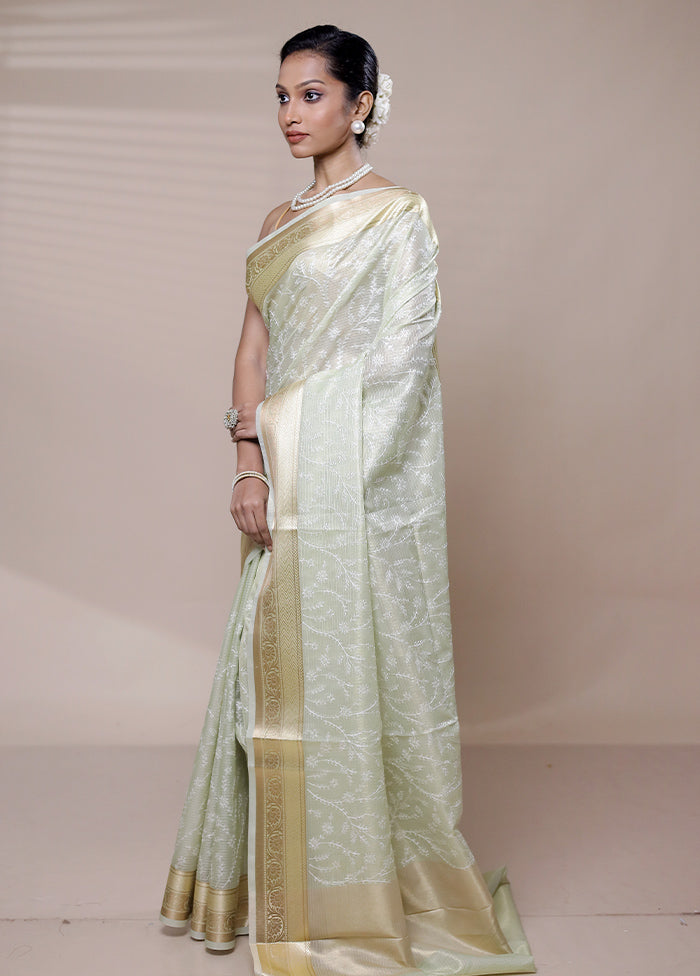 Green Kota Cotton Saree With Blouse Piece