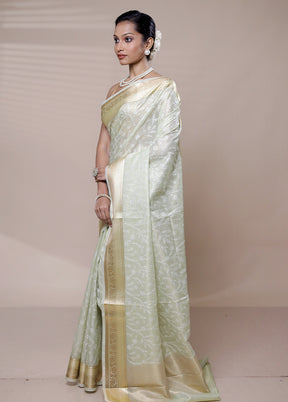 Green Kota Cotton Saree With Blouse Piece