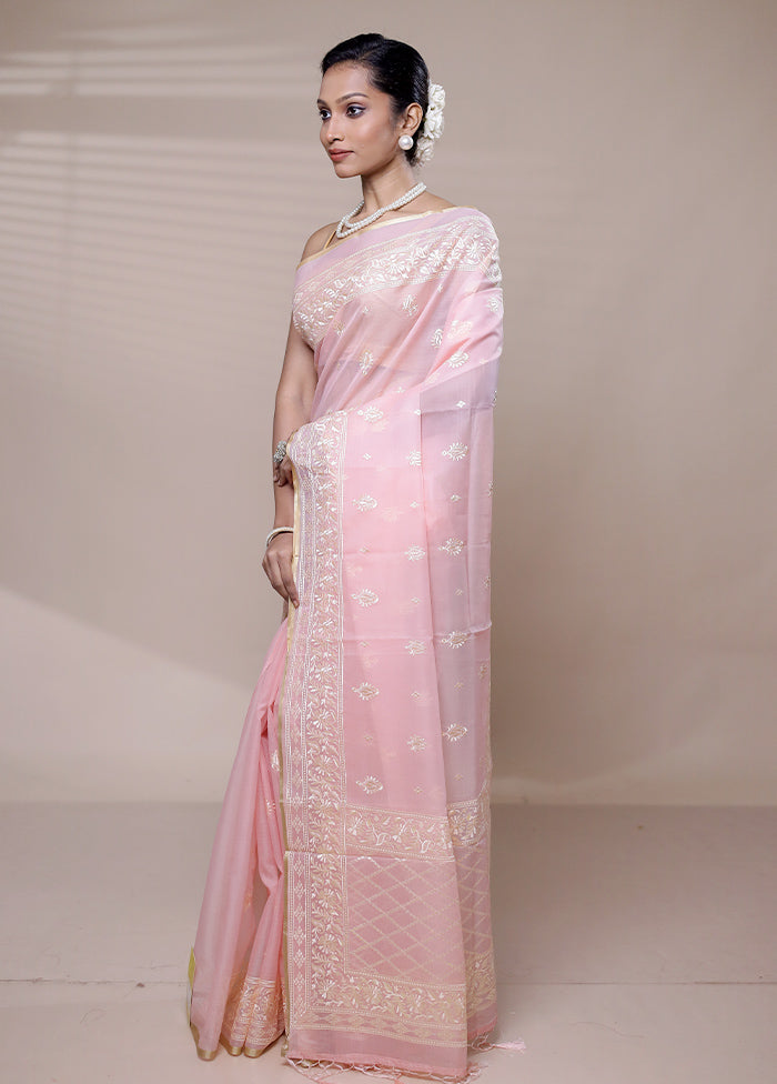 Pink Organza Saree With Blouse Piece