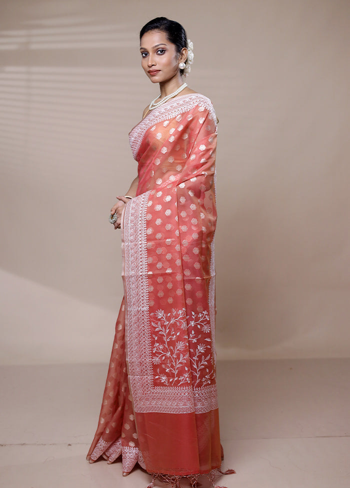 Pink Organza Saree With Blouse Piece