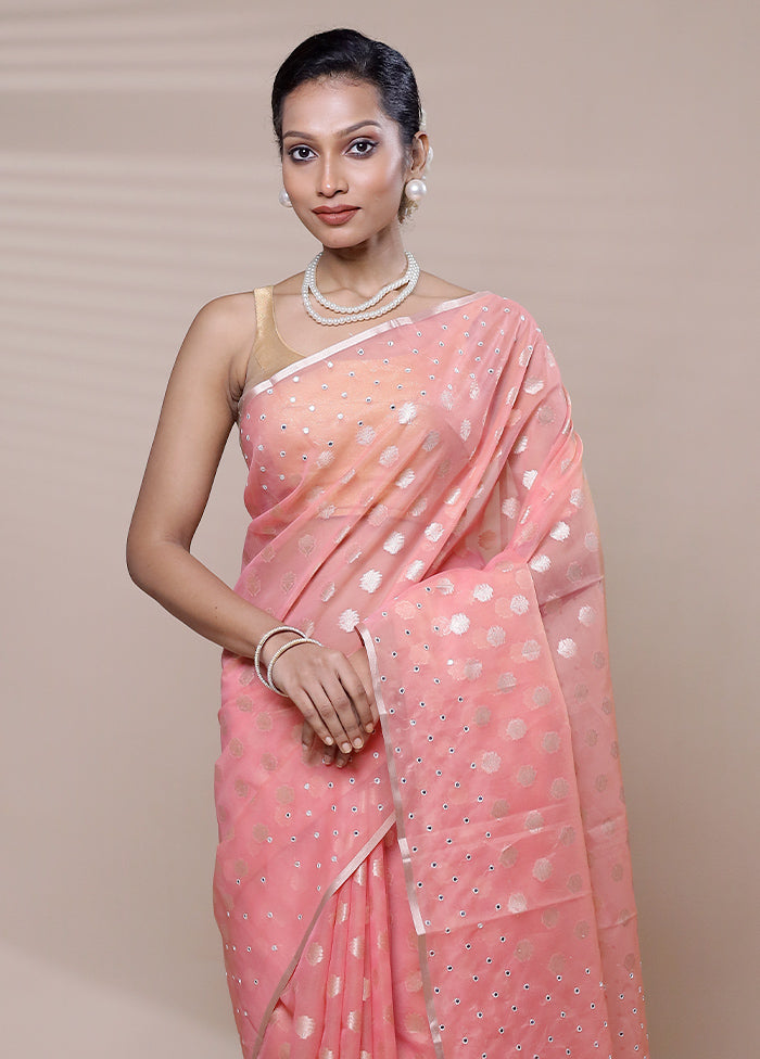 Pink Organza Saree With Blouse Piece