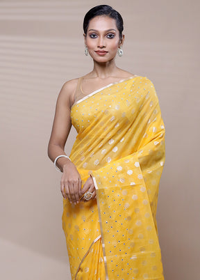 Yellow Organza Saree With Blouse Piece