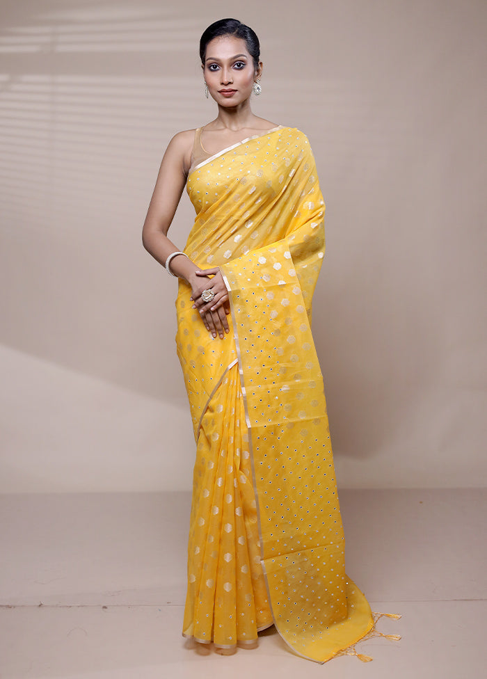 Yellow Organza Saree With Blouse Piece