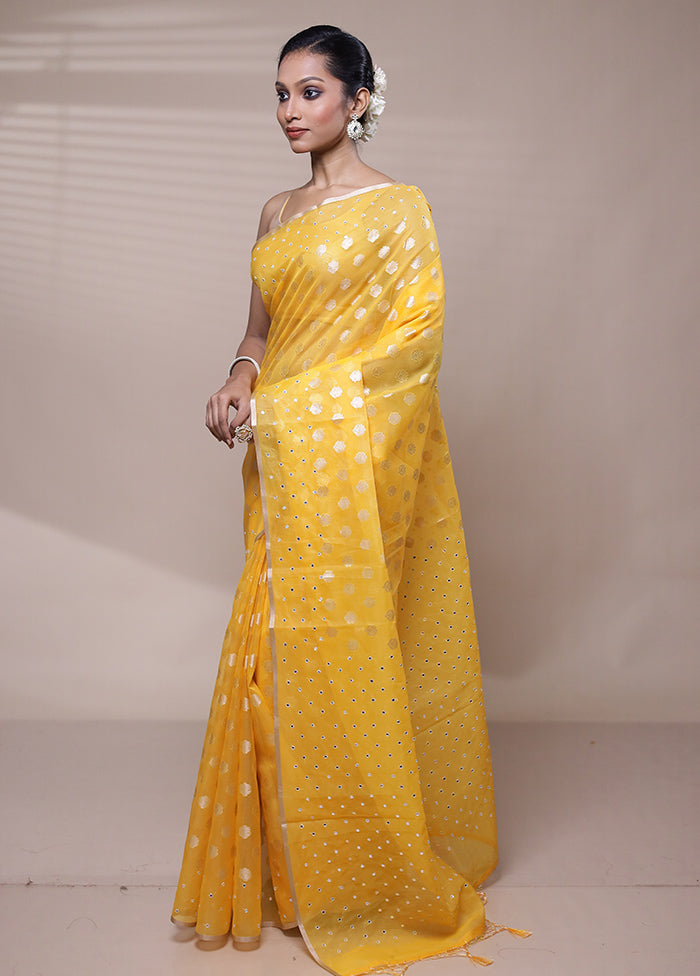 Yellow Organza Saree With Blouse Piece