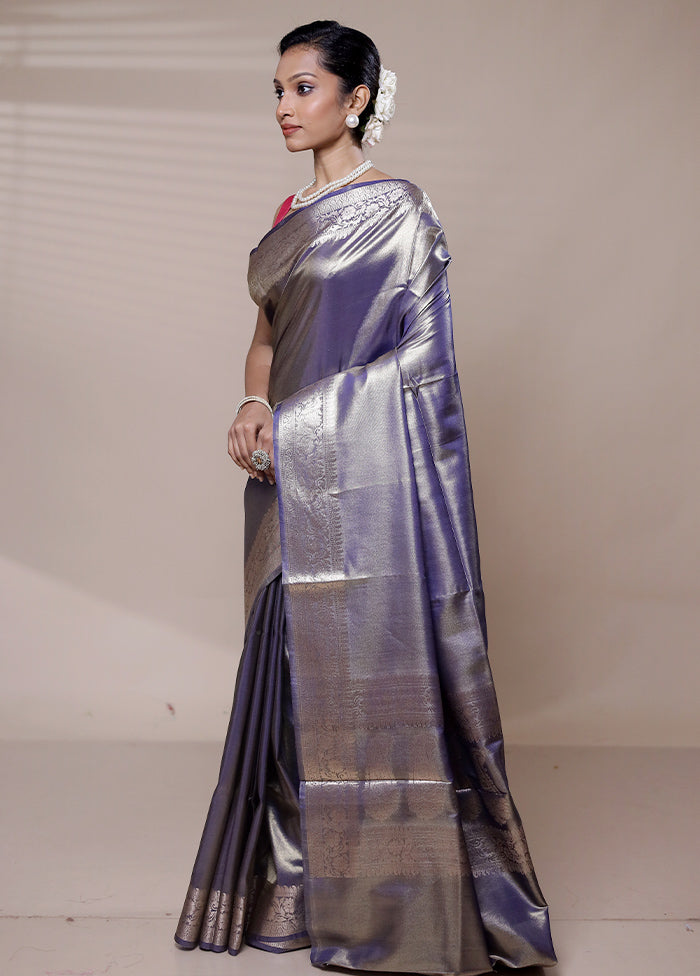 Purple Tissue Silk Saree With Blouse Piece