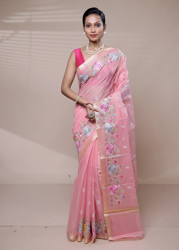 Pink Kota Cotton Saree With Blouse Piece