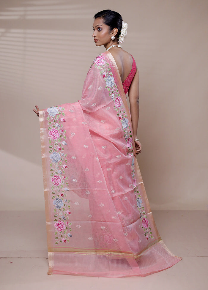 Pink Kota Cotton Saree With Blouse Piece