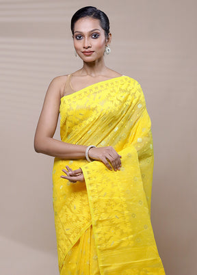 Yellow Tant Jamdani Saree Without Blouse Piece