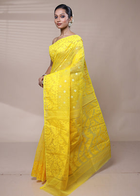 Yellow Tant Jamdani Saree Without Blouse Piece