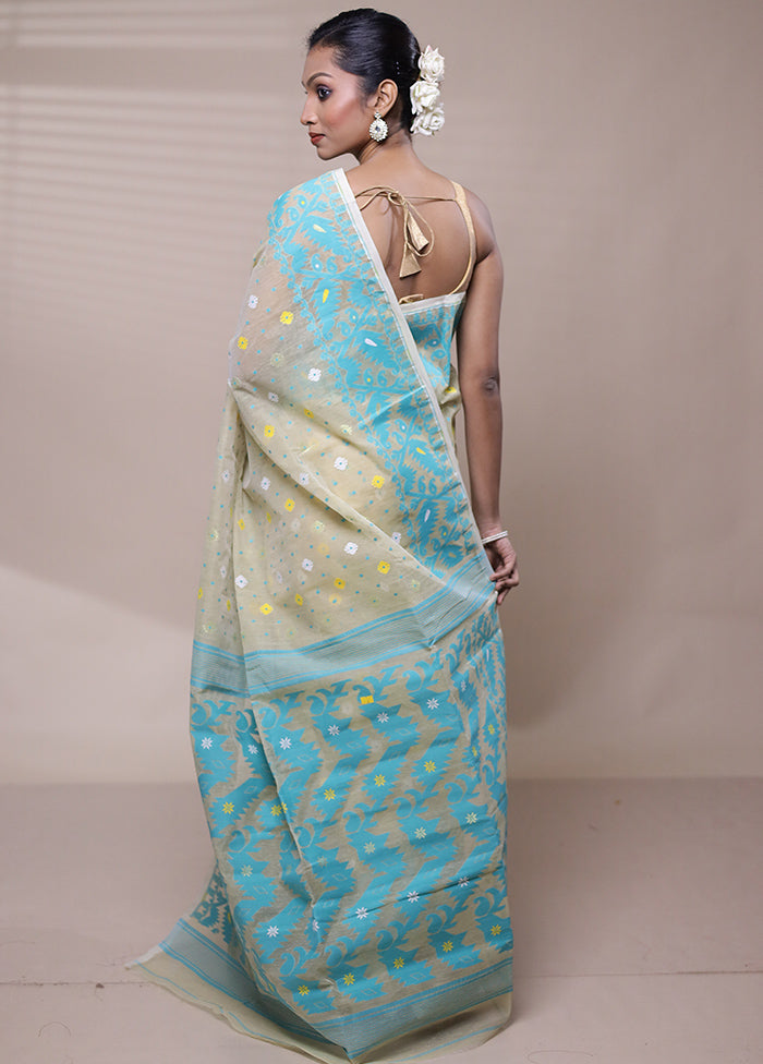 Grey Tant Jamdani Saree Without Blouse Piece