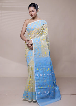 Grey Tant Jamdani Saree Without Blouse Piece