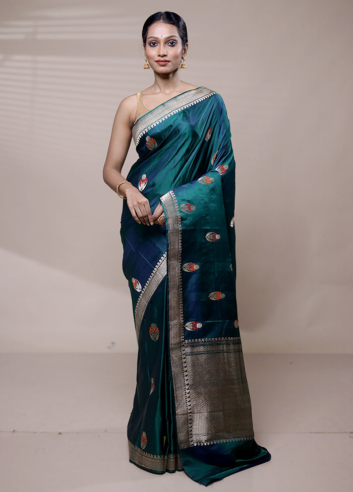 Green Handloom Katan Pure Silk Saree With Blouse Piece