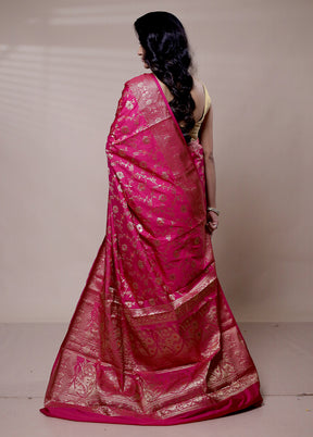 Pink Dupion Silk Saree With Blouse Piece