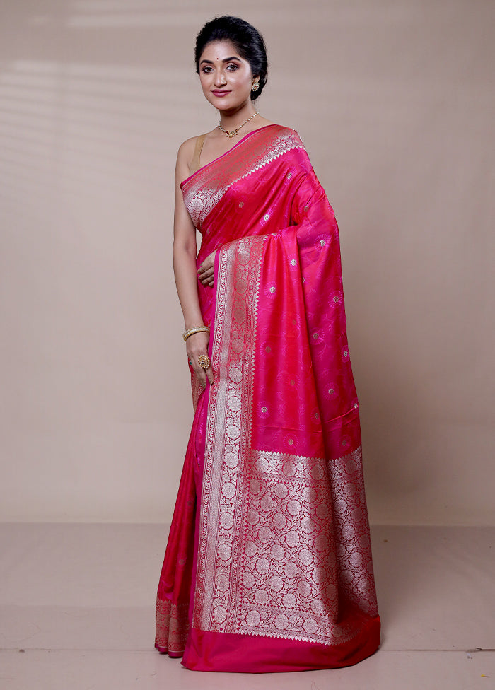 Pink Katan Silk Saree With Blouse Piece