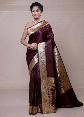 Maroon Banarasi Silk Saree With Blouse Piece