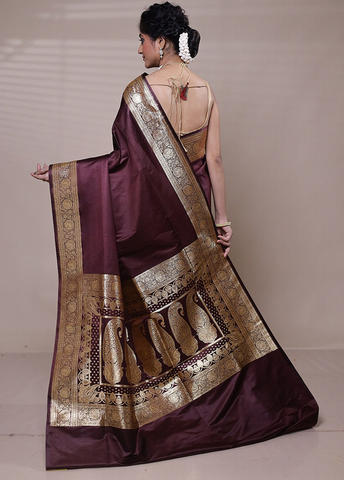 Maroon Banarasi Silk Saree With Blouse Piece