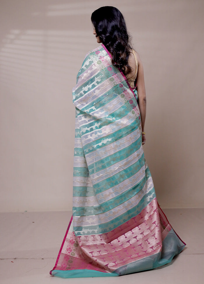 Cream Organza Saree With Blouse Piece