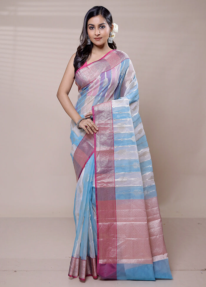 Multicolor Organza Saree With Blouse Piece