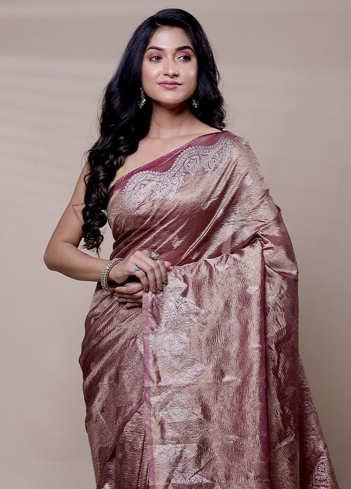 Purple Tissue Silk Saree With Blouse Piece