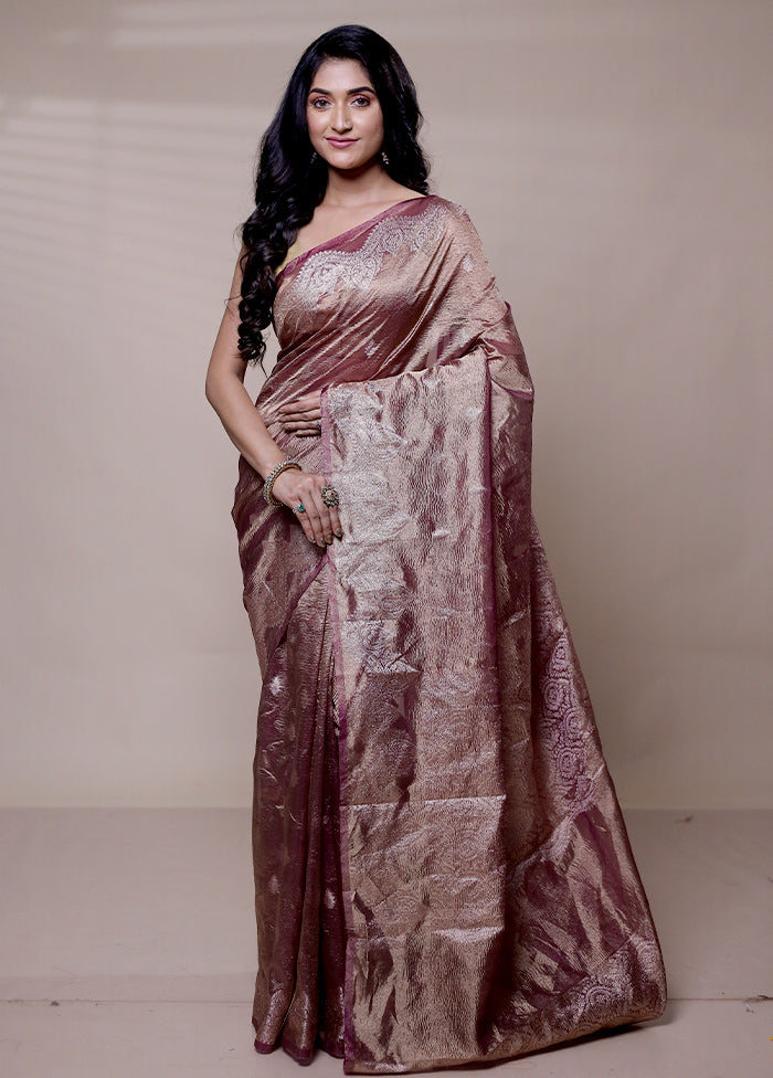 Purple Tissue Silk Saree With Blouse Piece