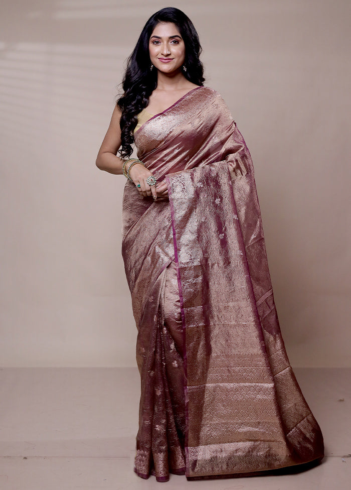 Purple Tissue Silk Saree With Blouse Piece