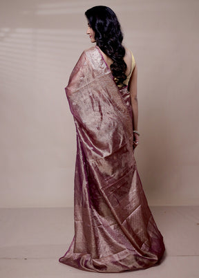 Purple Tissue Silk Saree With Blouse Piece