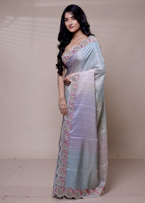 Violet Tussar Silk Saree With Blouse Piece