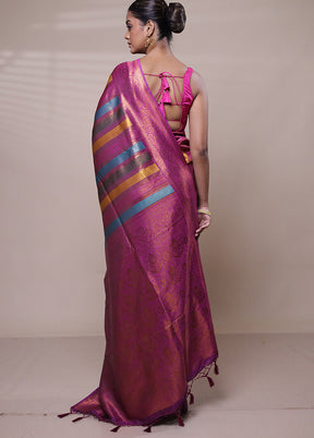 Pink Dupion Silk Saree With Blouse Piece