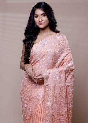 Pink Handloom Tussar Pure Silk Saree With Blouse Piece