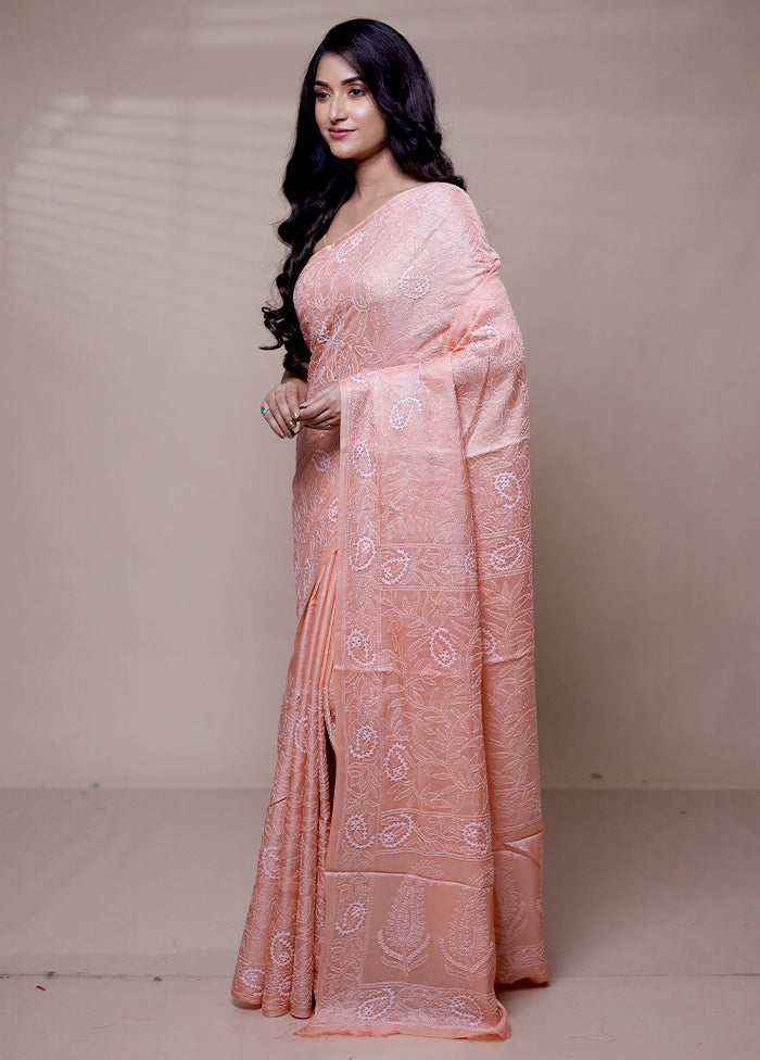 Pink Handloom Tussar Pure Silk Saree With Blouse Piece