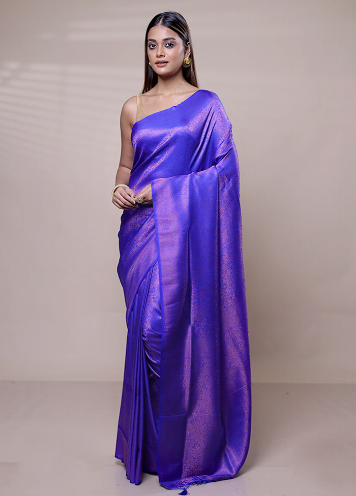 Purple Dupion Silk Saree With Blouse Piece