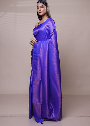 Purple Dupion Silk Saree With Blouse Piece