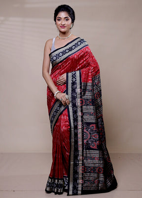 Red Handloom Patola Pure Silk Saree With Blouse Piece